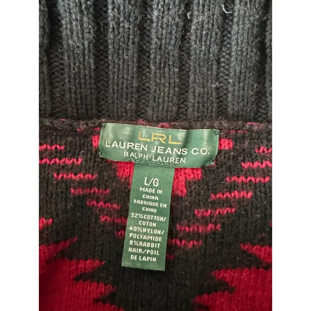 Vintage Ralph Lauren Southwestern Aztec Turtleneck Sweater red black Mens L